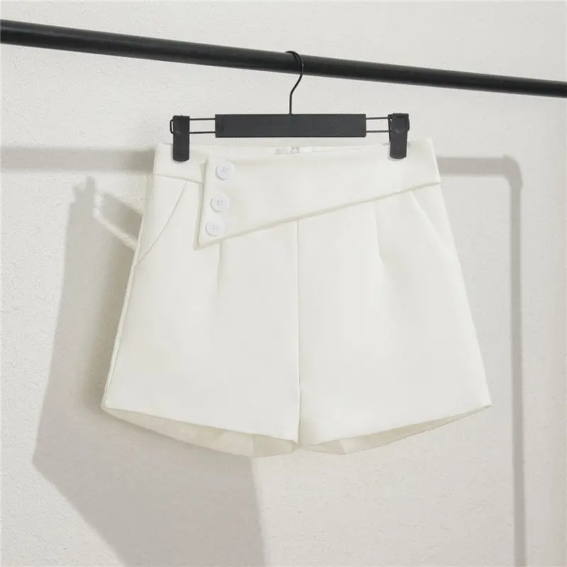Summer New High Waist Solid A-line Wide Leg Hot Pants All-match Thin Pocket Loose Youth Shorts Fashion Casual Women Clothing