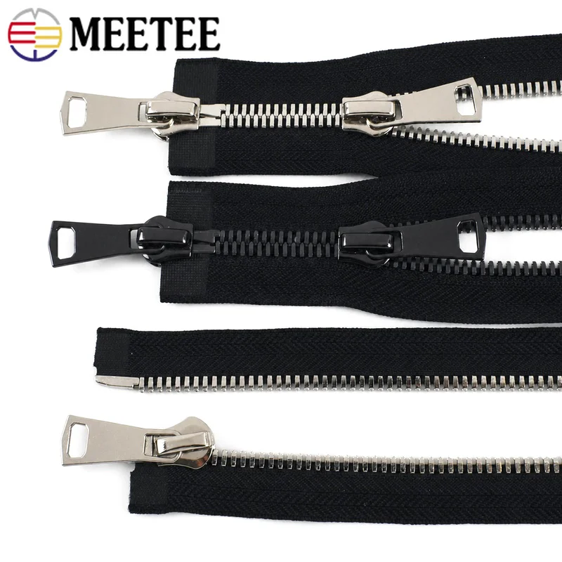 

1Pc Meetee 8# Metal Zippper 70-100cm Double Slider Closure Zips Sewing Bag Garment Auto Lock Zippers Repair Kit DIY Accessories