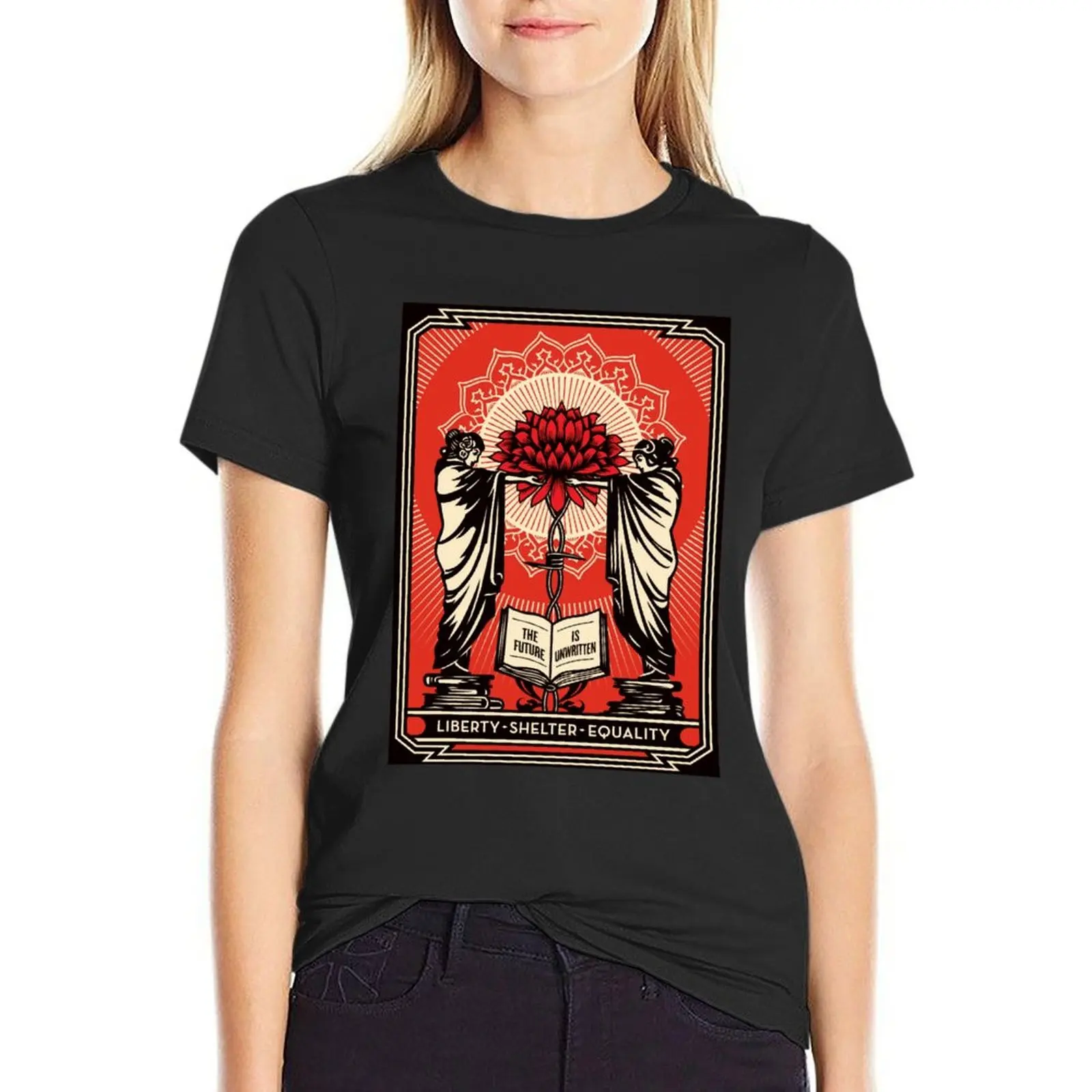 

Liberty - ShELTER - EQUALITY By Shepard Fairey T-Shirt anime clothes Short sleeve tee white t-shirt dress for Women sexy