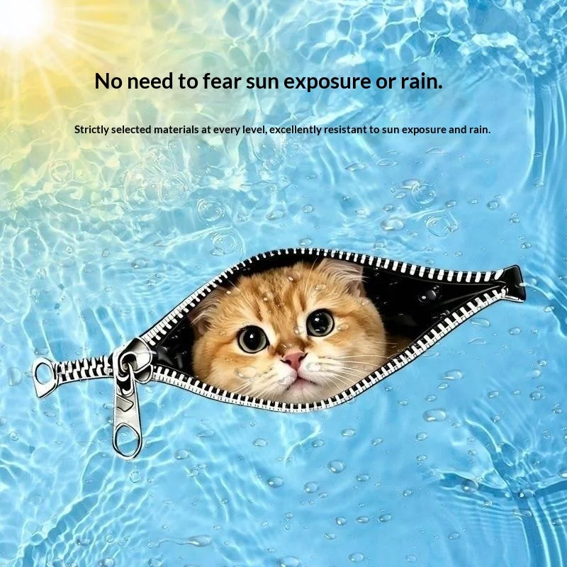 Cat Car Sticker Zipper Cat Puppet Teddy Border Collie Puppy Cute Creative Personality Pet Car Decorative Sticker 1PC