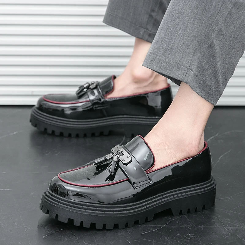 

Lefu Shoes Men PU Thick Soled Wear-resistant Leather Shoes British Business Office Fashionable Tassel Shoe Sizes 38-46 Men Shoes