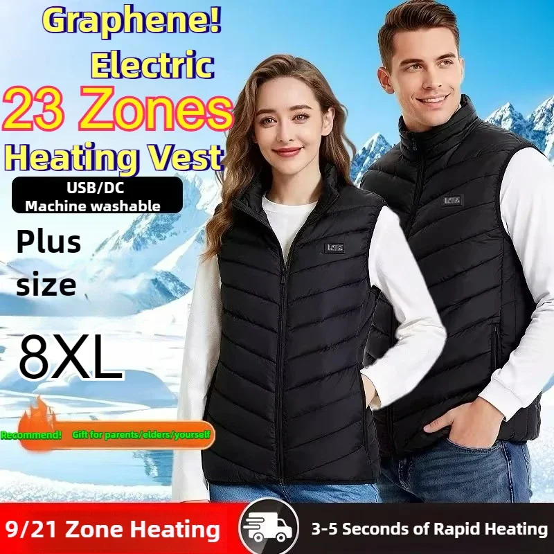 

COMXZ 2025 Sports Safety Heated Vest 4 Stage Warmth Control 21 Area Heating Mens Winter USB Powered Low Voltage Outdoor Active