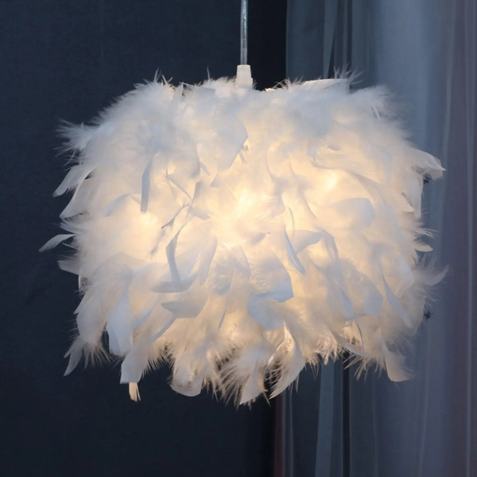 Modern Feather Lampshade Romantic Hanging Lampshade for Bedside Lamp Living Room Decoration