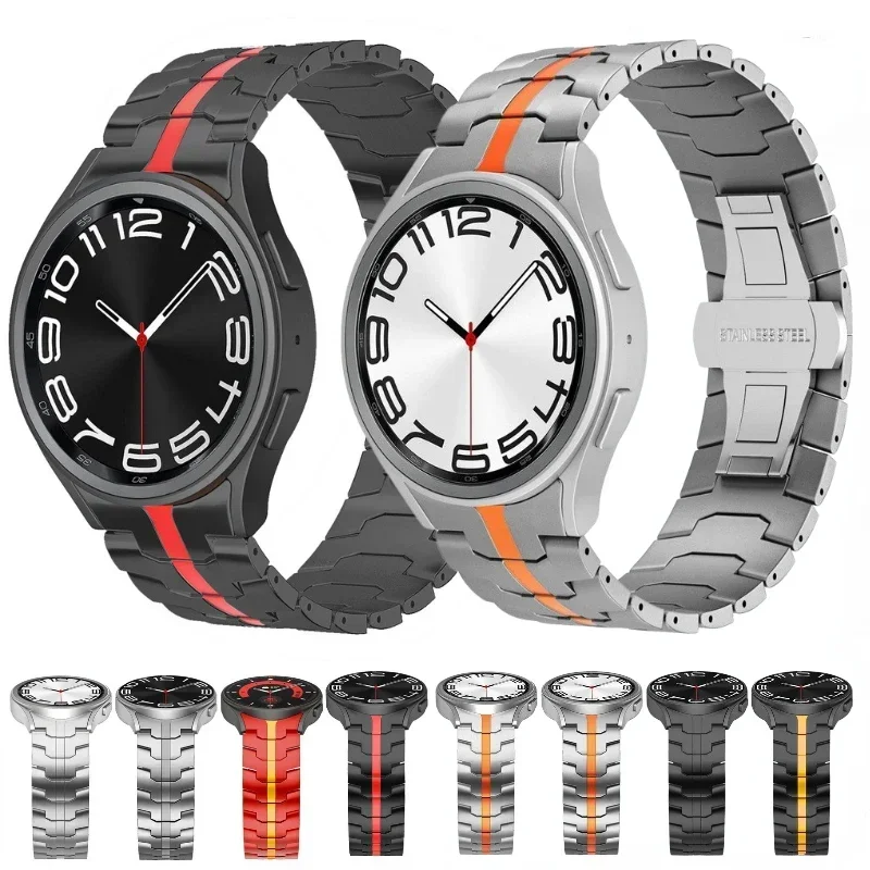 

Ремешок металлический для Samsung Galaxy Watch 4/5/6/7 44 мм 40 мм/5 Pro 45 мм, браслет из нержавеющей стали для наручных часов 4/6 Classic 46 мм 47 мм