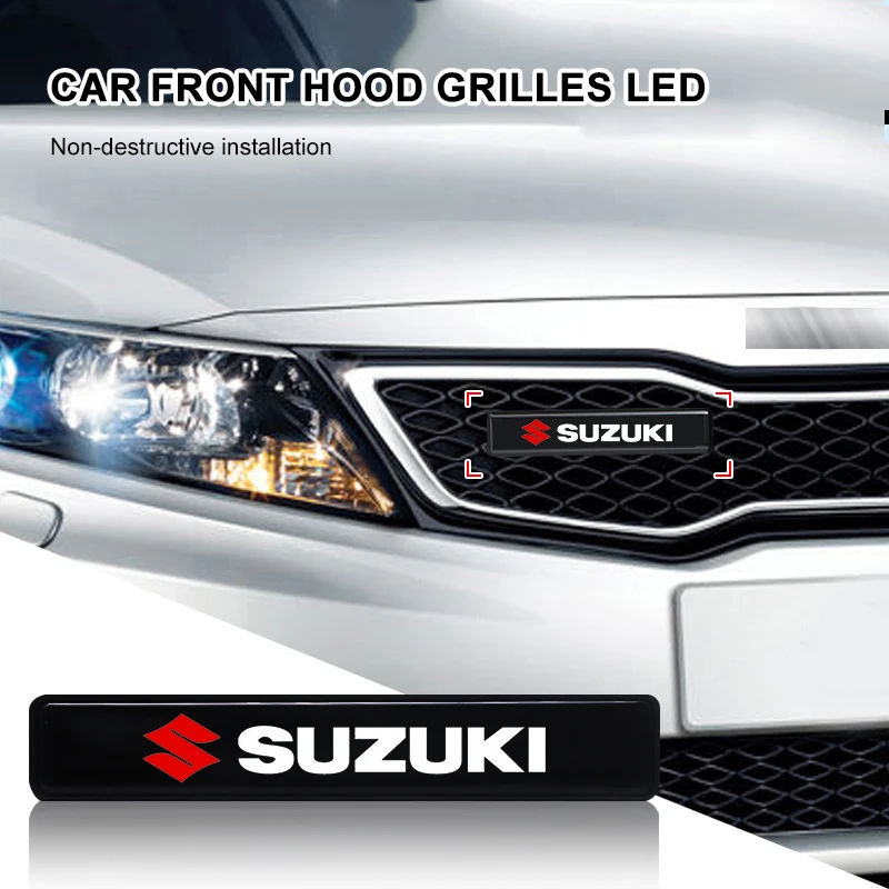 Emblema LED para Parrilla Delantera de Coche, Cubiertas de Insignia para Suzuki Samurai Ltz 400 Vitara Swift V Strom 650 Gsr 600 Jimny Escudo