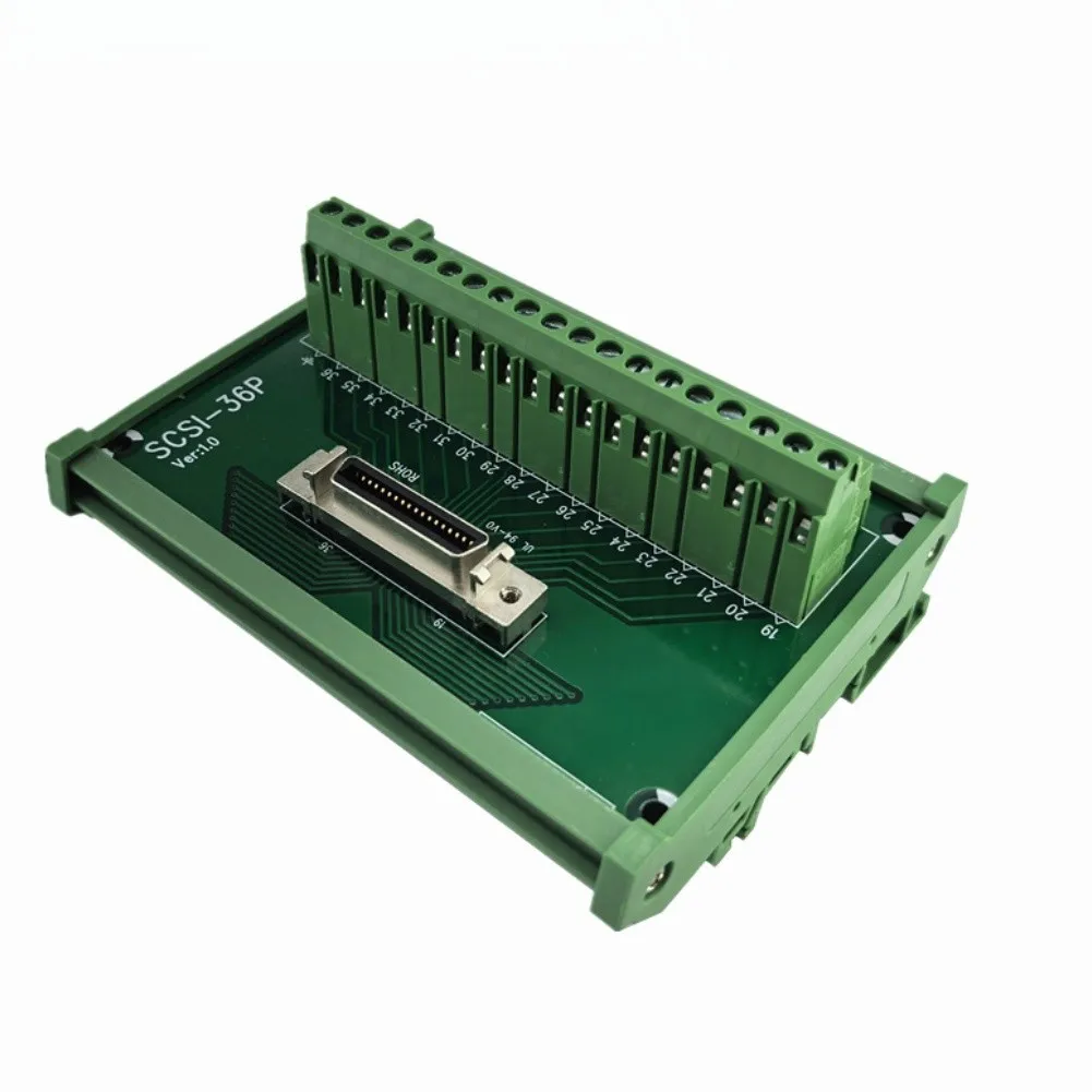 SCSI-36P-CN-F 36-pin Green Terminal Block for DIN Rail Mounting 11.0 x 8.7 cm Copper Contacts Reliable Connection