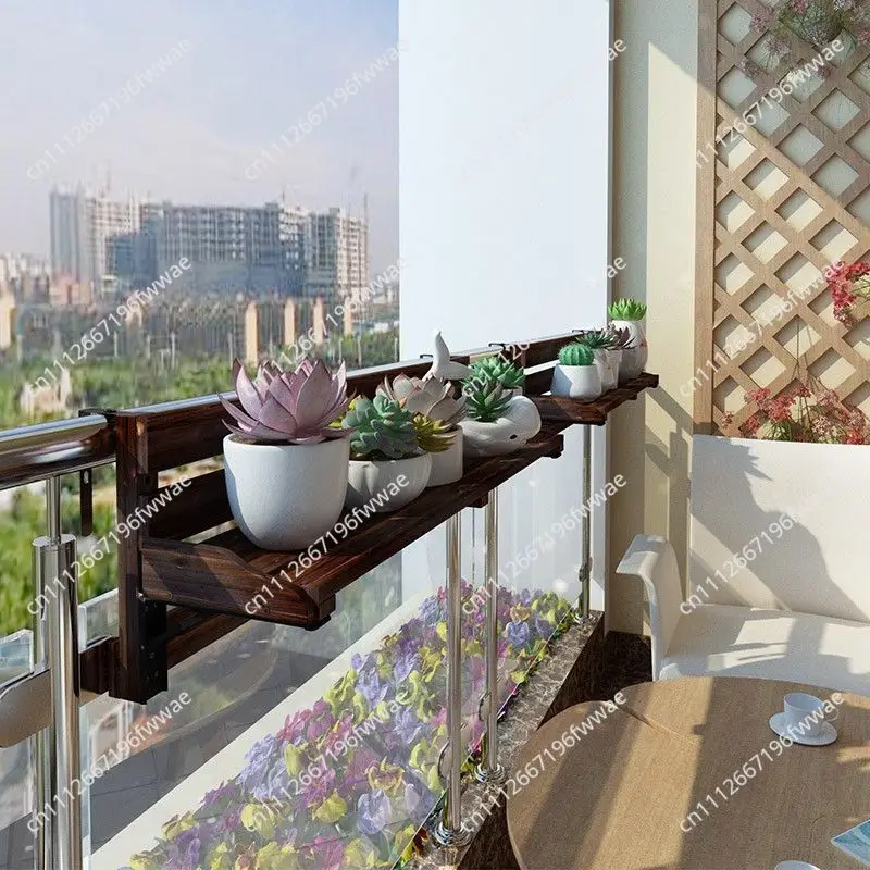 Balcony Flower Stand Guardrail Hanging Foldable Flower Stand Folding Plant Rack Armrest Hanging Rack