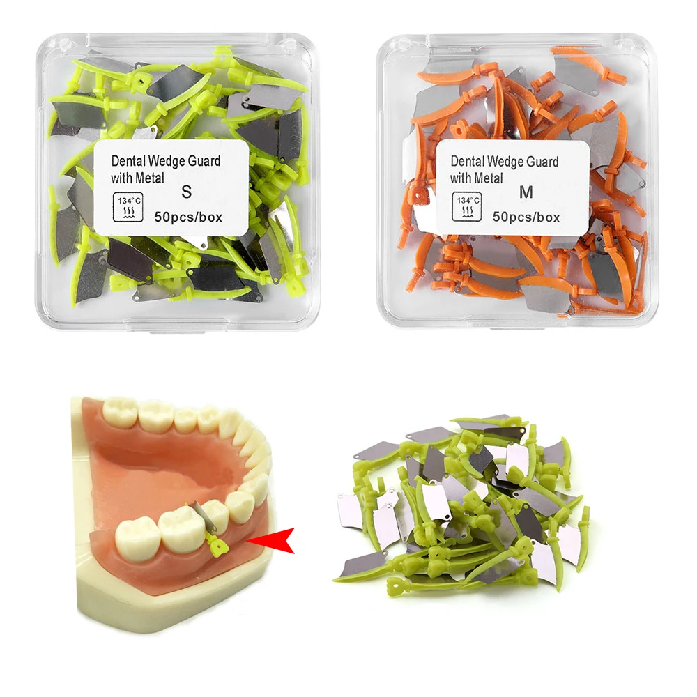 

50 Pieces Blade Wedge with Steel Matrix Dental Fender Wedges Interproximal