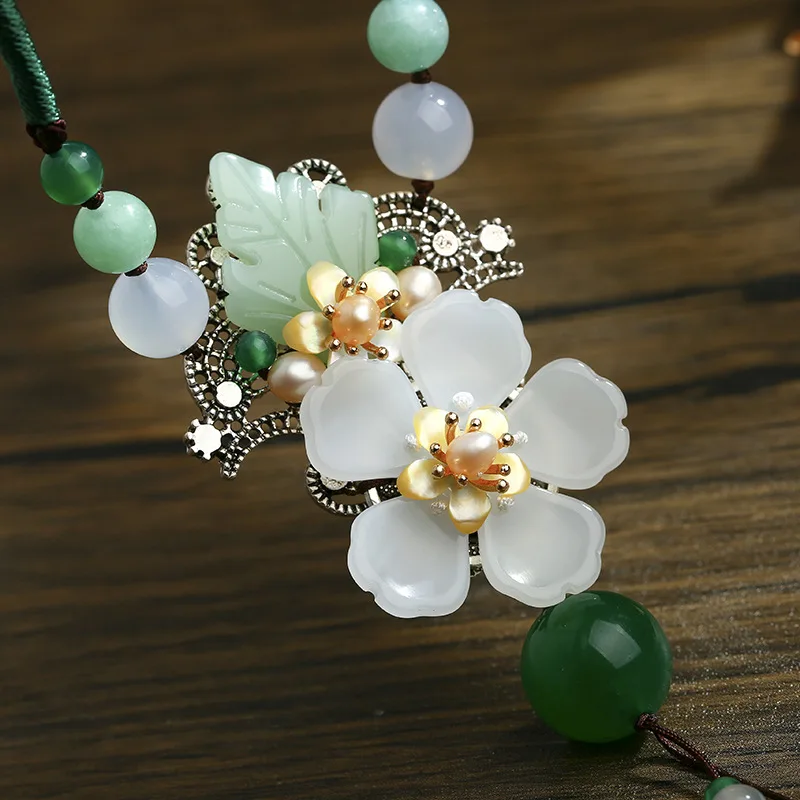 

New sweater chain, long simple buckle pendant accessory, ethnic style necklace, retro decoration