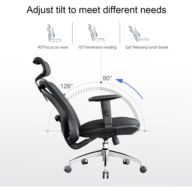 SIHOO M18 Ergonomic Office Chair, Computer Desk Chair with Adjustable Headrest and Lumbar Support