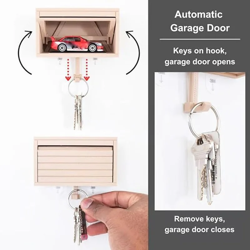 3D Printed Car Themed Garage Key Holder with Openable Door Home Bedroom Entrance Collect Car Decoration Key Holder