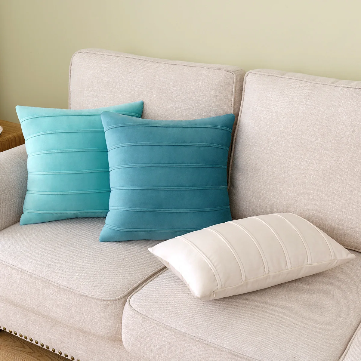 Velvet Vertical Strap Nordic Cushion Cover For Home Sofa Bed Throw Pillow Case Living Room Decorative