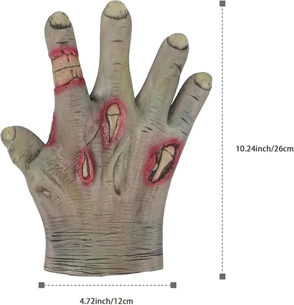 Gants Mains de Zombie Ensanglantées en Latex – photo 2