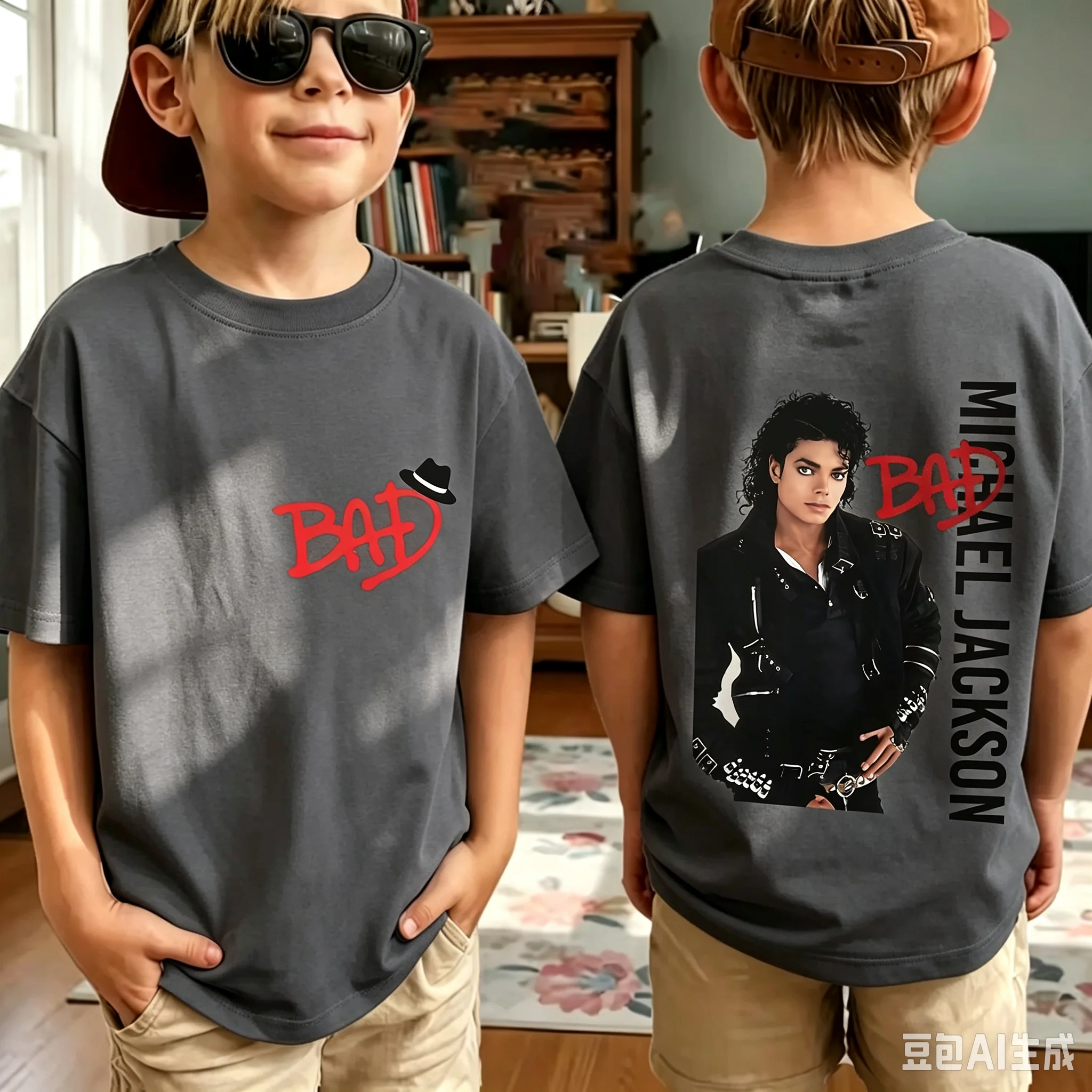 2026 Neues King of Pop Michael Jackson Kinder-T-Shirt, Cartoon-Baumwoll-Oberteile, MJ-T-Shirts für Jungen und Mädchen, Freizeitkleidung – Detail 5