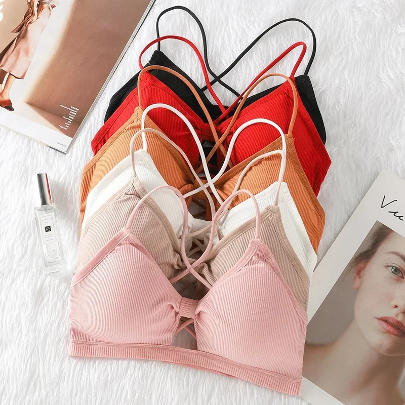 Damski krótki top damski zakrętka tubki bezszwowa bielizna krótki biustonosz Backless Intimates seksowna bielizna sportowe usztywniane biustonosze