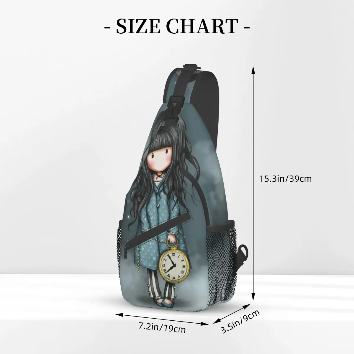 Santoro Gorjuss Boneca Crossbody Sling Bag Casual Peito Bag Cartoon Ombro Mochila Mochila para Caminhadas Outdoor Sports Satchel