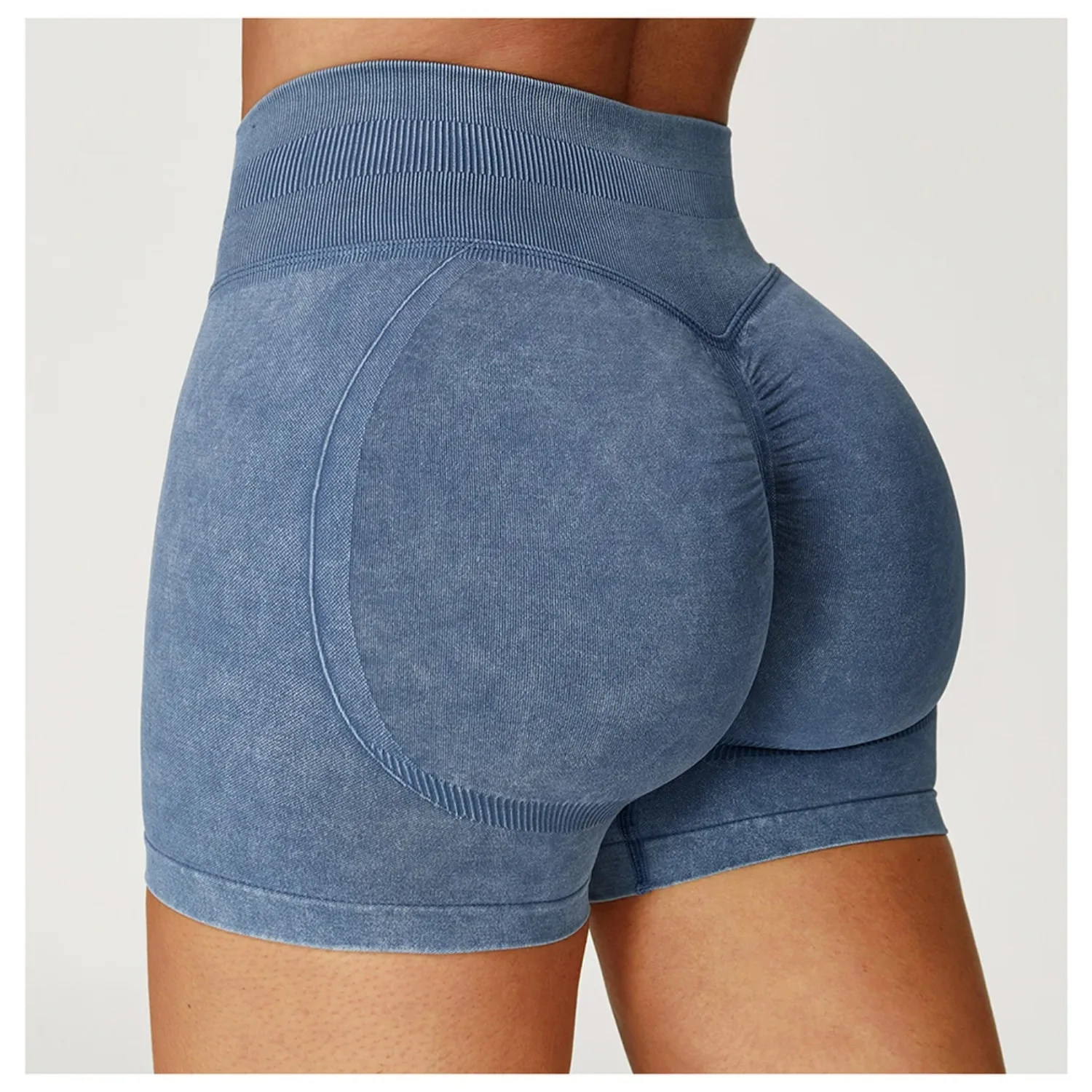 Calções de yoga de ginásio feminino sem costura cintura alta e levantamento de quadril apertado malha esportes shorts exercício e fitness yoga leggings
