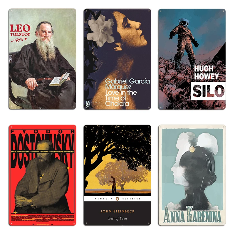 Anna Karenina War And Peace Leo Tolstoy Book Cover Art Metal Vintage Retro Garage Plaques Designing Kitchen Tin Sign Poster