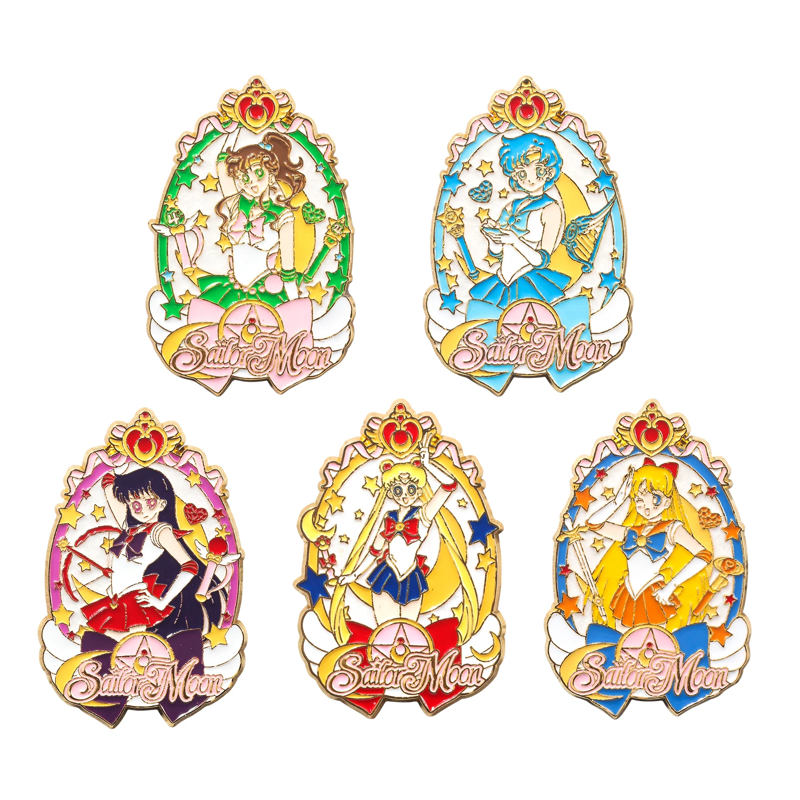 Anime Surrounding Sailor Moon Brooch Tsukino Usagi Magical Moon Seal Black Cat Luna Badge Jewelry Clothes Bag Accessories Gift