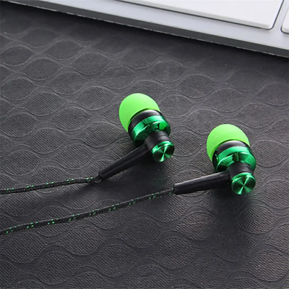 3.5mm Wired In-ear Stereo Earphone  Nylon Weave Earphone Cable Headset For Smartphone Laptop