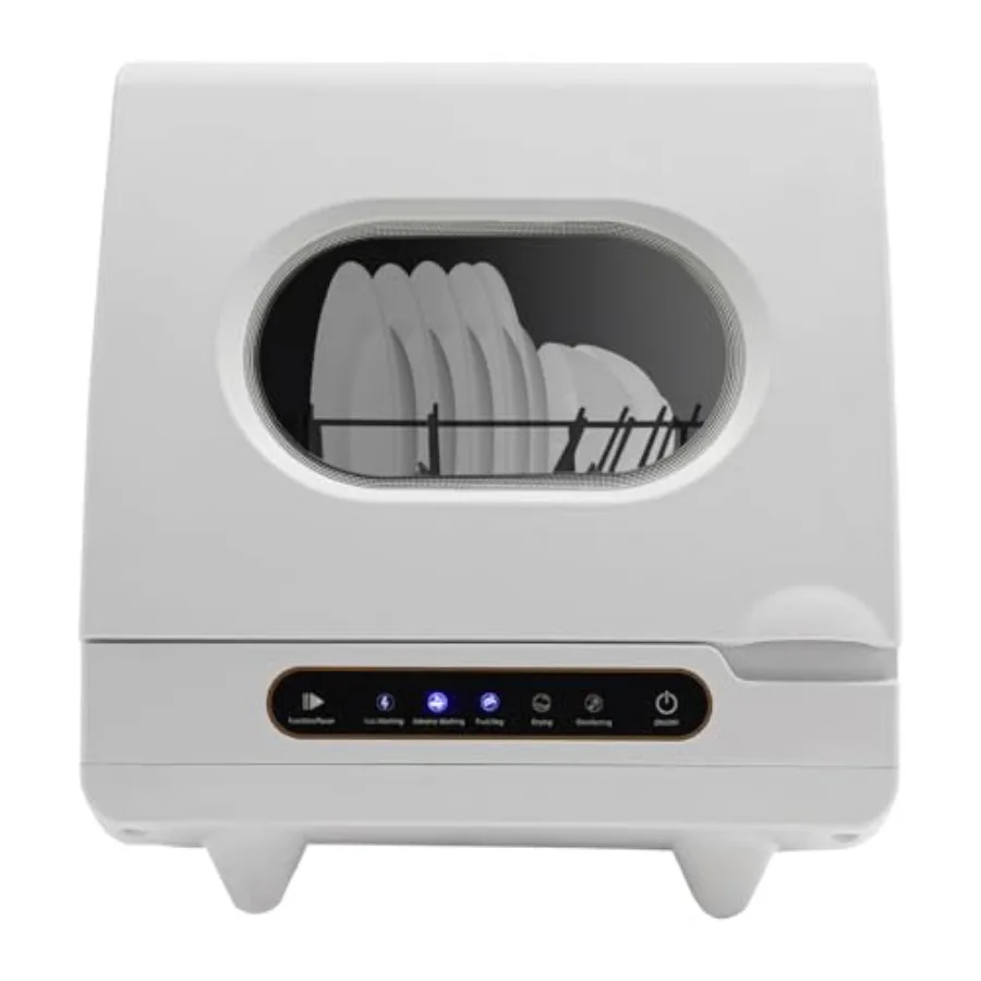 1200 W Arbeitsplatten-Geschirrspüler, automatische Geschirrspülmaschine mit 5 Waschprogrammen, Anzeige, tragbare Wasserlifting-Entwässerung mit