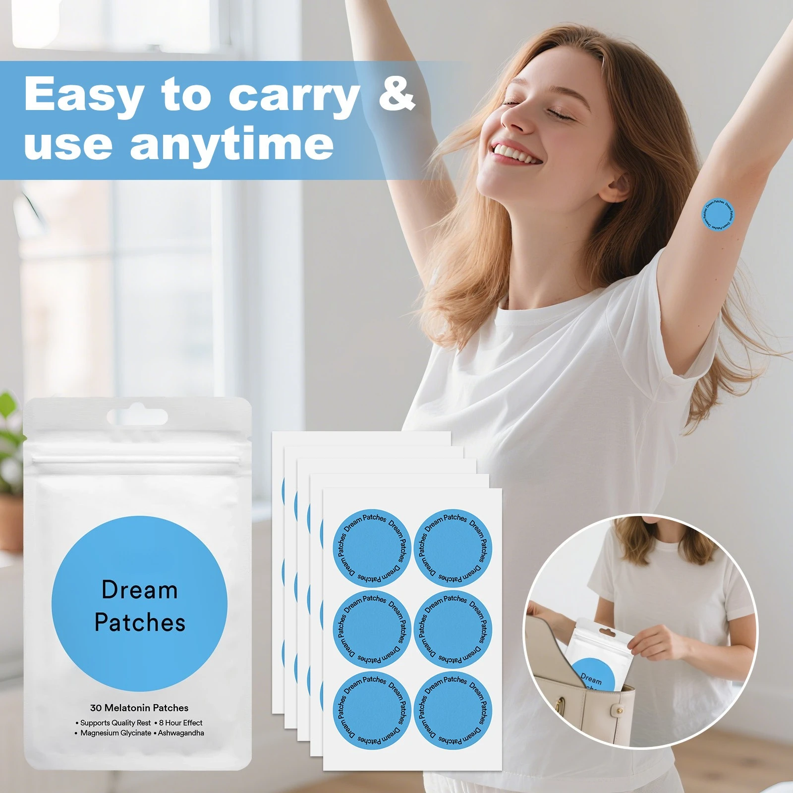 

Пластырь Dream Gentle, для хорошего сна, ночной пластырь, пластырь с мелатонином для восстановления и поддержания, нежный пластырь для мужчин и женщин