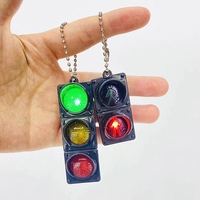 2Pcs Simulation Electronic Traffic Light Keychain Pendant Mini Pedestrian Light LED Light-emitting Toy Kids Cognitive Toy Gift