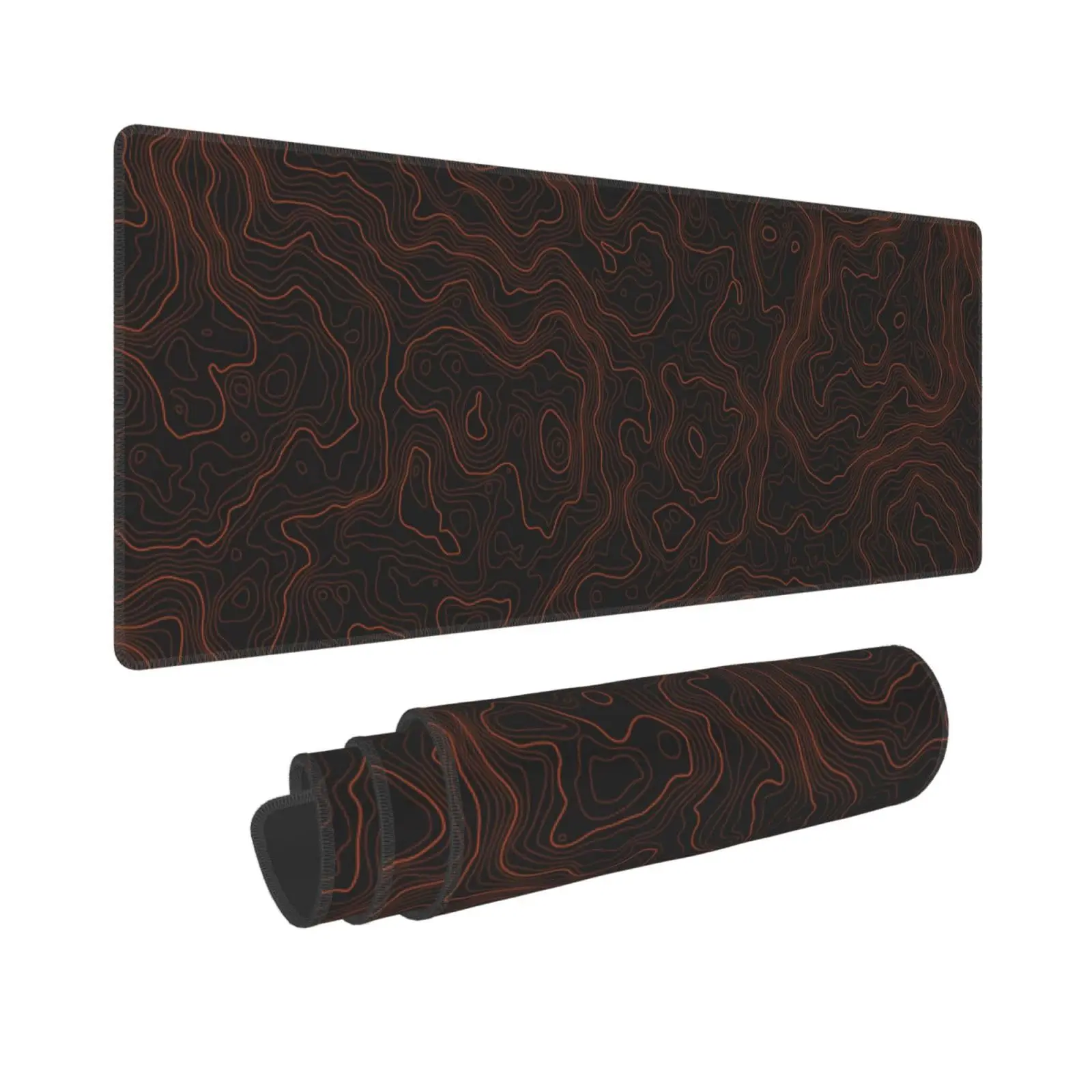 Orange Topographic Contour Map Black Lines Topography Geography Terrain Path Gaming Mouse Pad XL Large Keyboard for Home Office