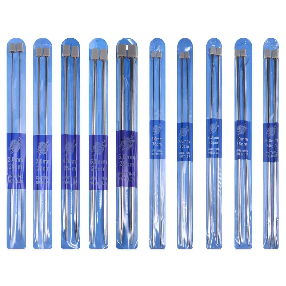 2 Buah/Set 25Cm/35Cm Benang DIY DIY Set Kerajinan Tenun Sweter Rajutan Logam Jarum Rajut Lurus Alat Rajut Kait Rajut