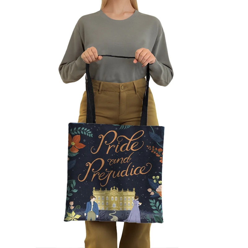 Pride and Prejudice Print Tote Bags Darcy Hand Flex Scene Women Handbag Jane Austen Shoulder Bag Ladies Reuseable Shopping Bags