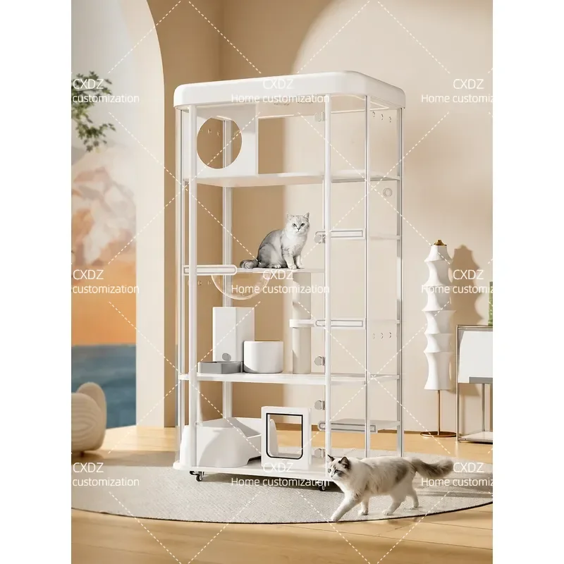 Smart Cat Villa Indoor Cat House with Fresh Air System Constant Temperature Large Space Cat Cage Cabinet Nest Room for