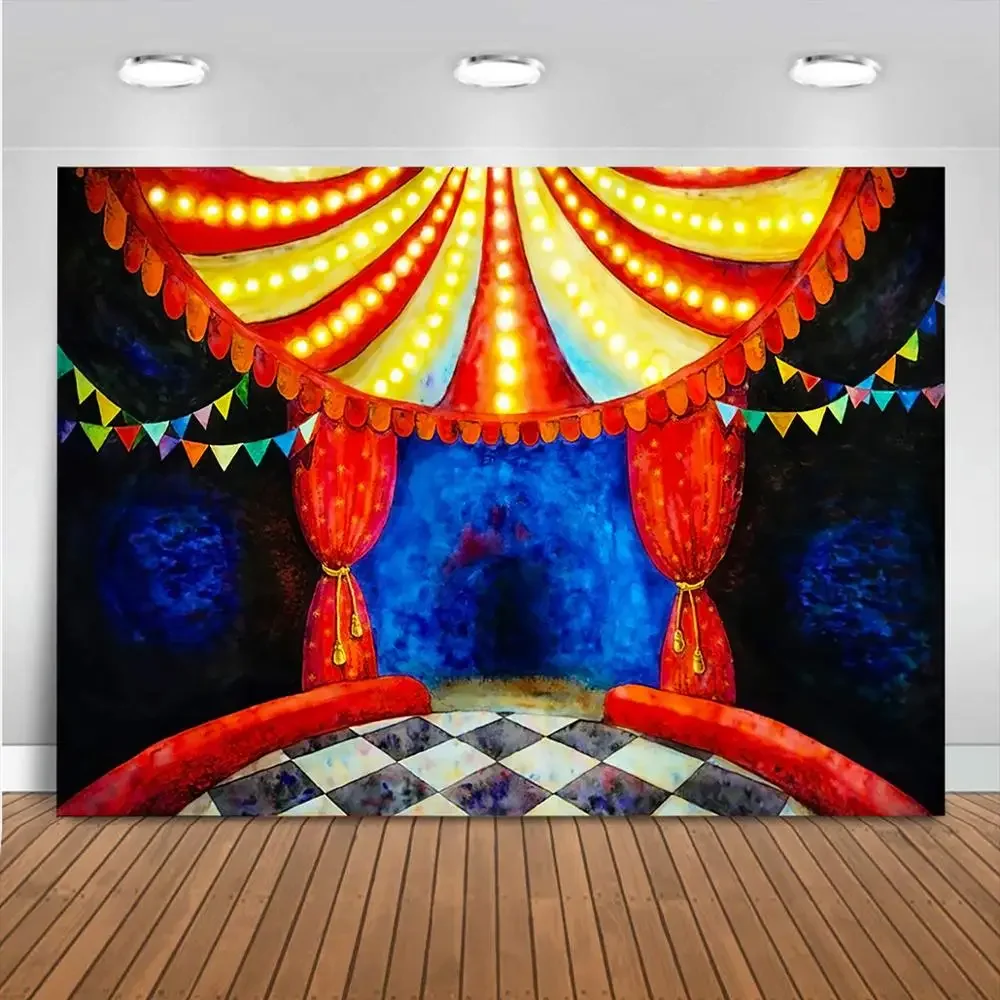السيرك تحت عنوان صورة التصوير خلفية خمر كرنفال السيرك المرحلة خلفية الاطفال حفلة عيد ميلاد ديكور راية