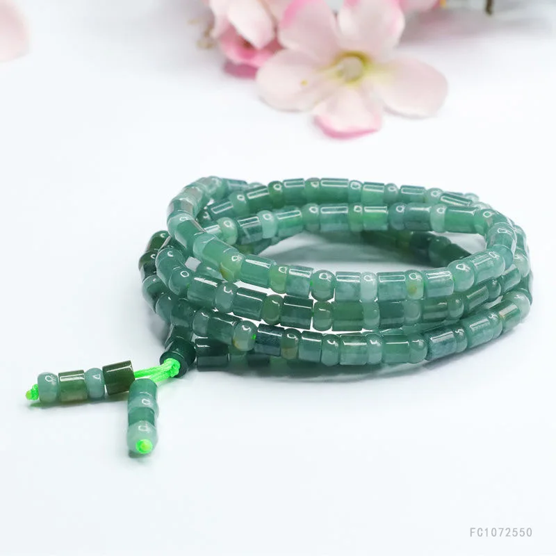 

Myanmar Blue Jade Necklace Bracelet Set Meditation Bead Zen Jewelry Gift