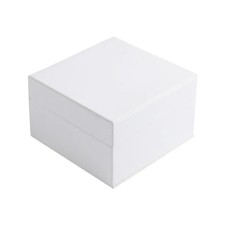 All White PU Leather Watch Storage Packaging Case Box Watches Organizer Flip Box Free Customized Logo Business Transportation