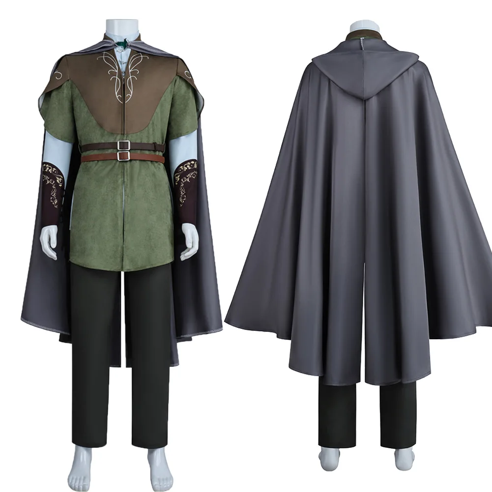 Disfraz Verde de Legolas de El Señor de los Anillos, Capa Gris, Traje para Adultos, Uniforme para Juego de Roles, Ropa de Halloween, Fiesta de Carnaval