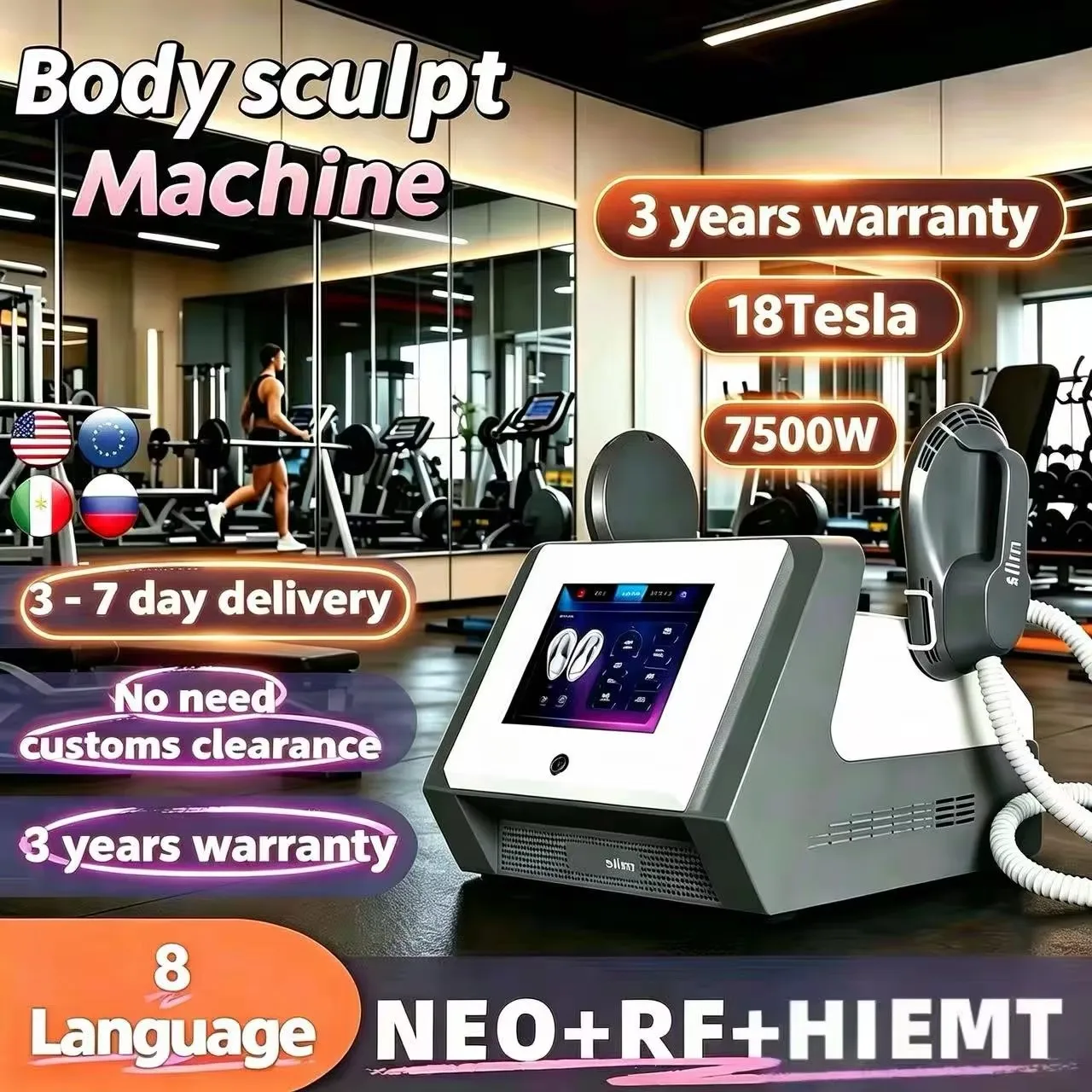 7500W NEO RF Professional EMS Body Sculpting Machine Sculpt Fat Burning Slimming Build muscles Beauty Equipment