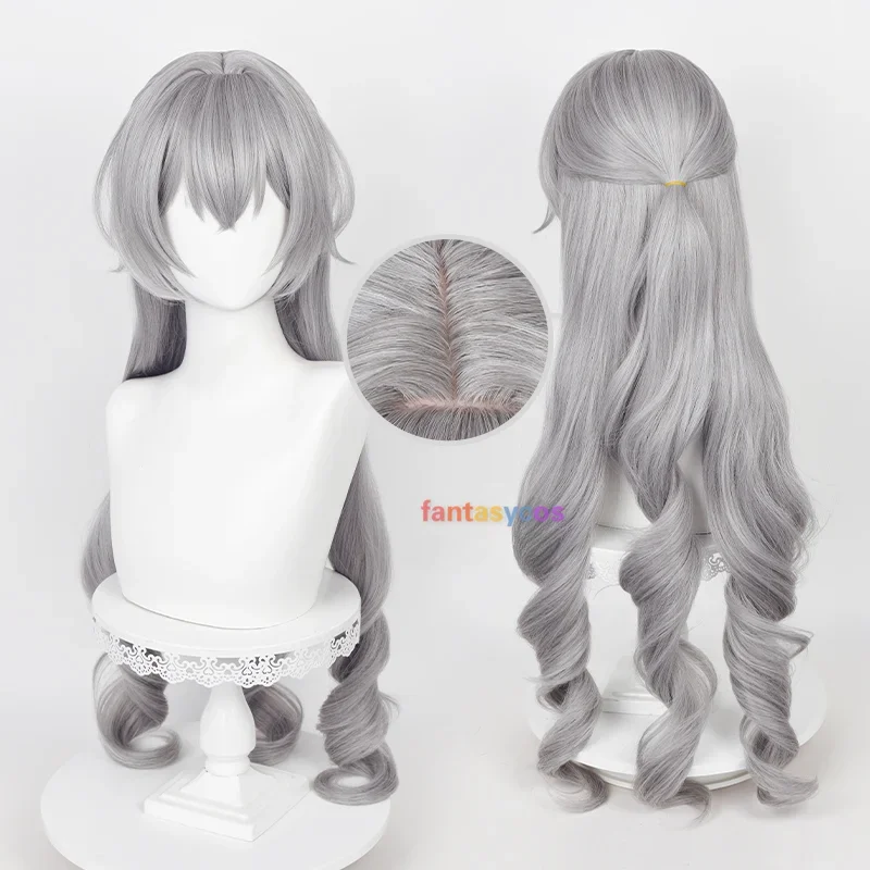 

Bronya Wig Honkai Star Rail Bronya Cosplay 90cm Long Silver Curly Wigs Heat Resistance Synthetic Hair for Halloween Costume