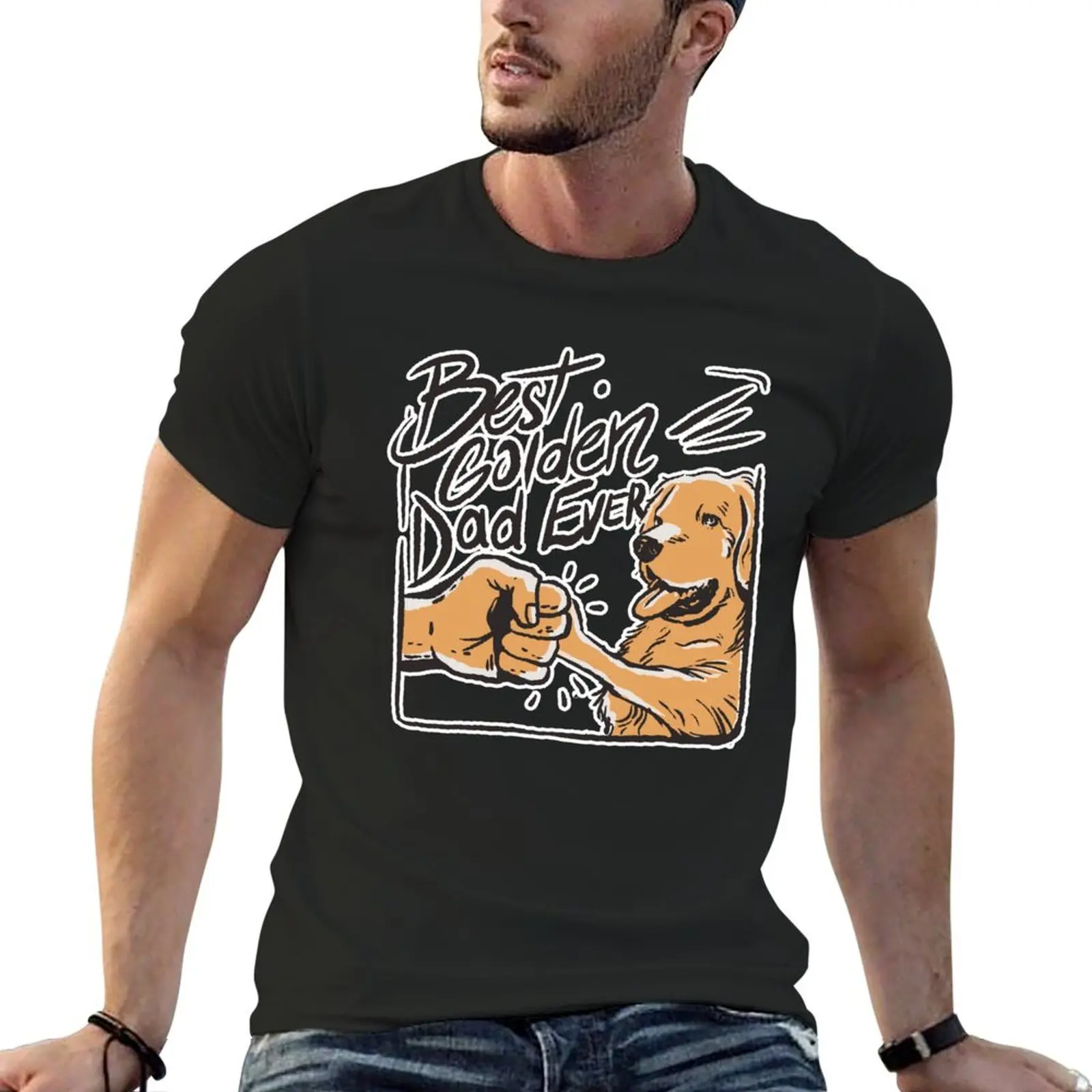 Best Golden Dad Ever - Golden Retriever Dog T-Shirt plain hippie clothes Men's t shirts