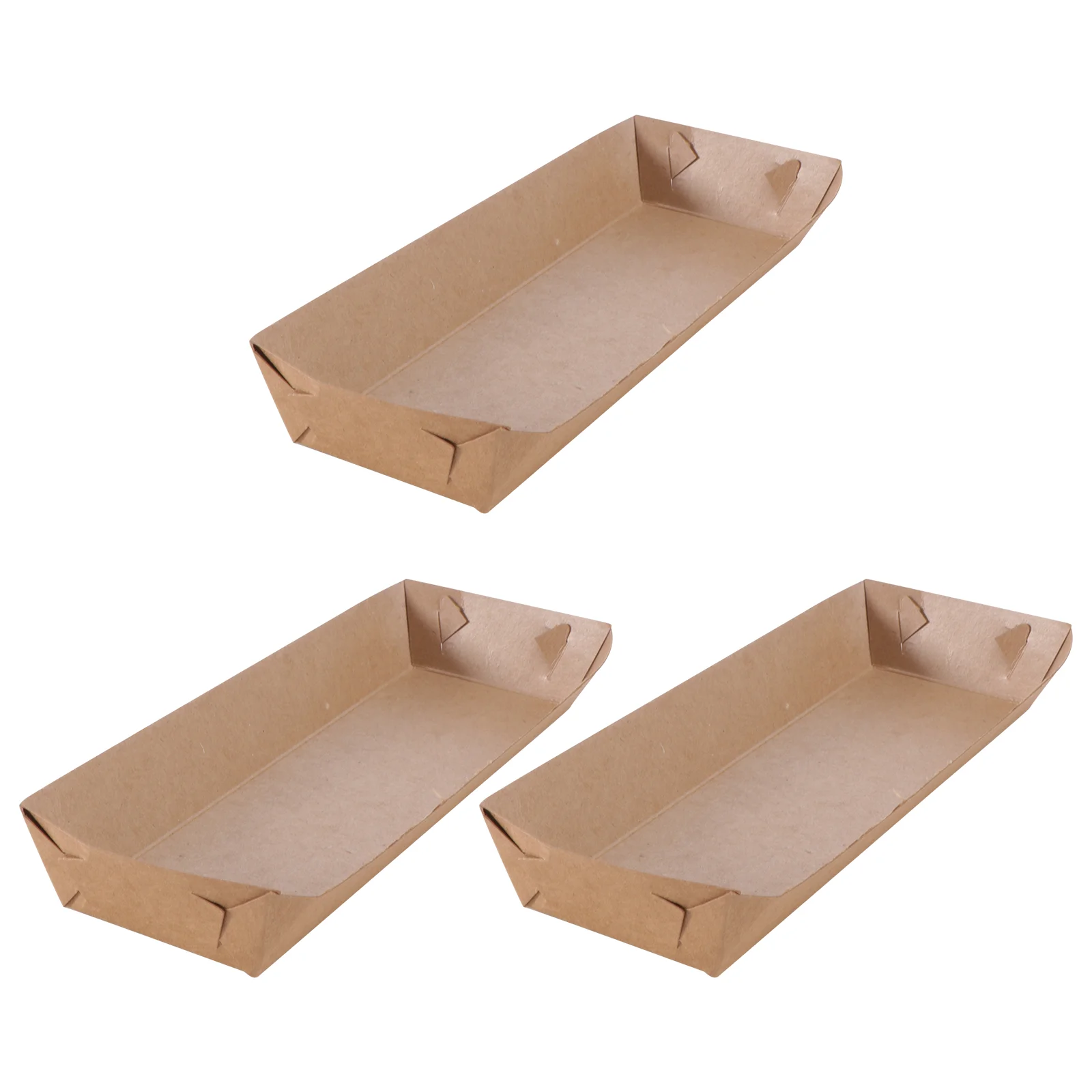 50 Pcs Disposable Paper Food Serving Tray Kraft Paper Coating Boat Shape Snack Open Box French Fries Chicken Box (20 x 6 x 3cm)