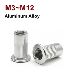 Inserto filettato rivettatrice per rivetti in alluminio rivettatrice cieca Rivnut M3 M4 M5 M6 M8 M10 M12 dado tondo dado pieghevole dadi riutilizzabili