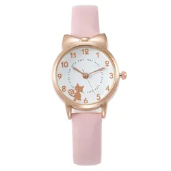 New fashion cat head girls watch quartz belt watch