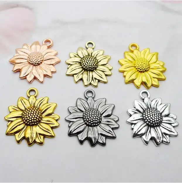 

15PCS 20X22mm Alloy Charm Sunflower Charm Pendant EF3789