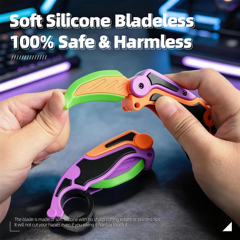 New 3D Printing Plastic Claw Knife Foldable Spinning Soft Silicone Safe Desk Fidget Toy Stress Release Hand Flip Game Adult Toy - view 5