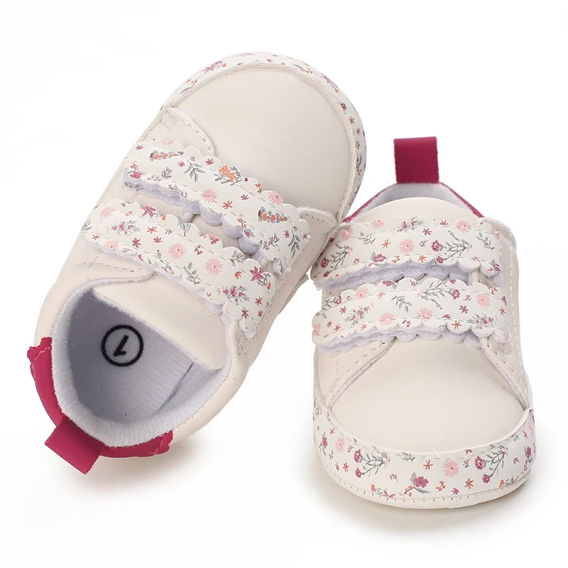 Weiße Prinzessinnenschuhe mit Blumenmuster, lässige Lauflernschuhe für Babys und Kleinkinder von 0-18 Monaten – Detail 9