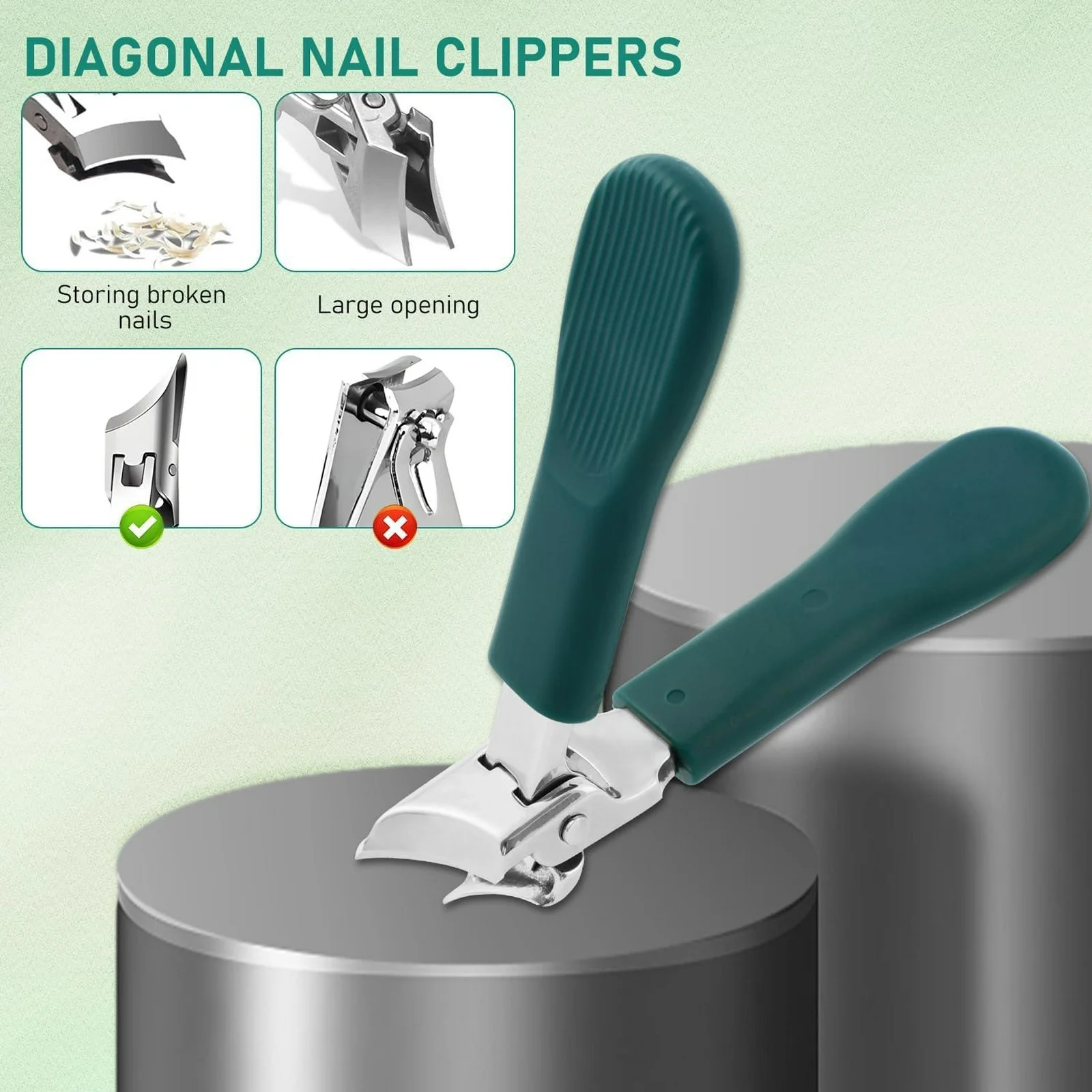 ชุดกรรไกรตัดเล็บแบบปากนกอินทรี 3 ชิ้น พร้อมที่กันเลอะ 25 °   ใบมีดโค้ง ดีไซน์ขอบเอียง แถบกว้าง คมกริบพิเศษ