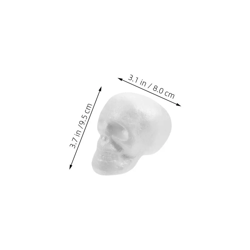 8Pcs Halloween Skull Ornaments Polystyrene Foam White Paintable Blanks DIY Craft Supplies Indoor Outdoor Party Decor
