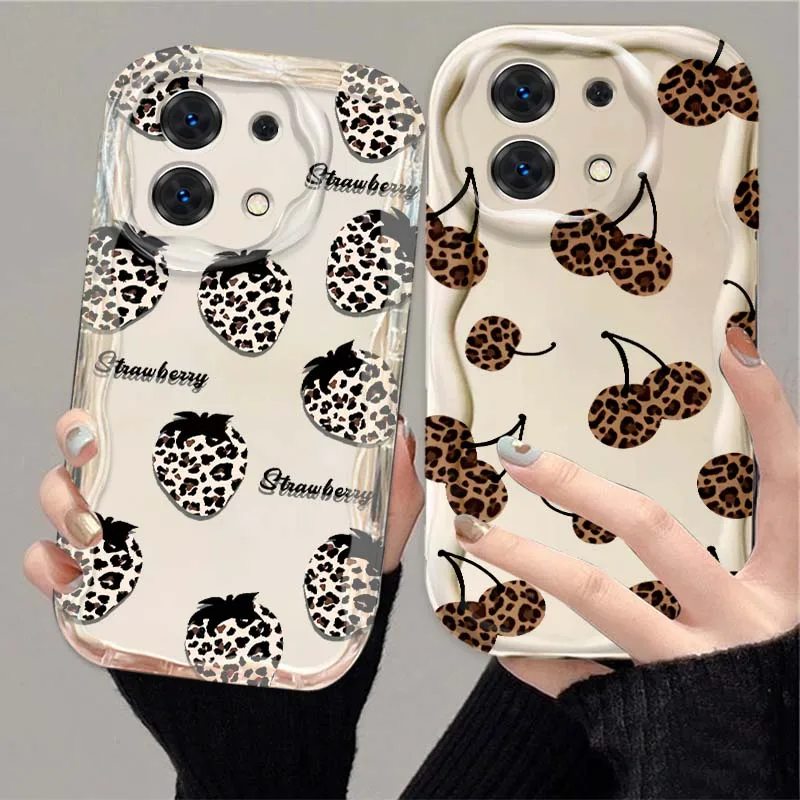 

Leopard Cherry Bow Strawberry For Xiaomi Redmi 9T 9A 9 9C 10 10C 12 13 13C 14C A2 A1 Plus K30 K40 K60 5G Wave Oil Phone Case