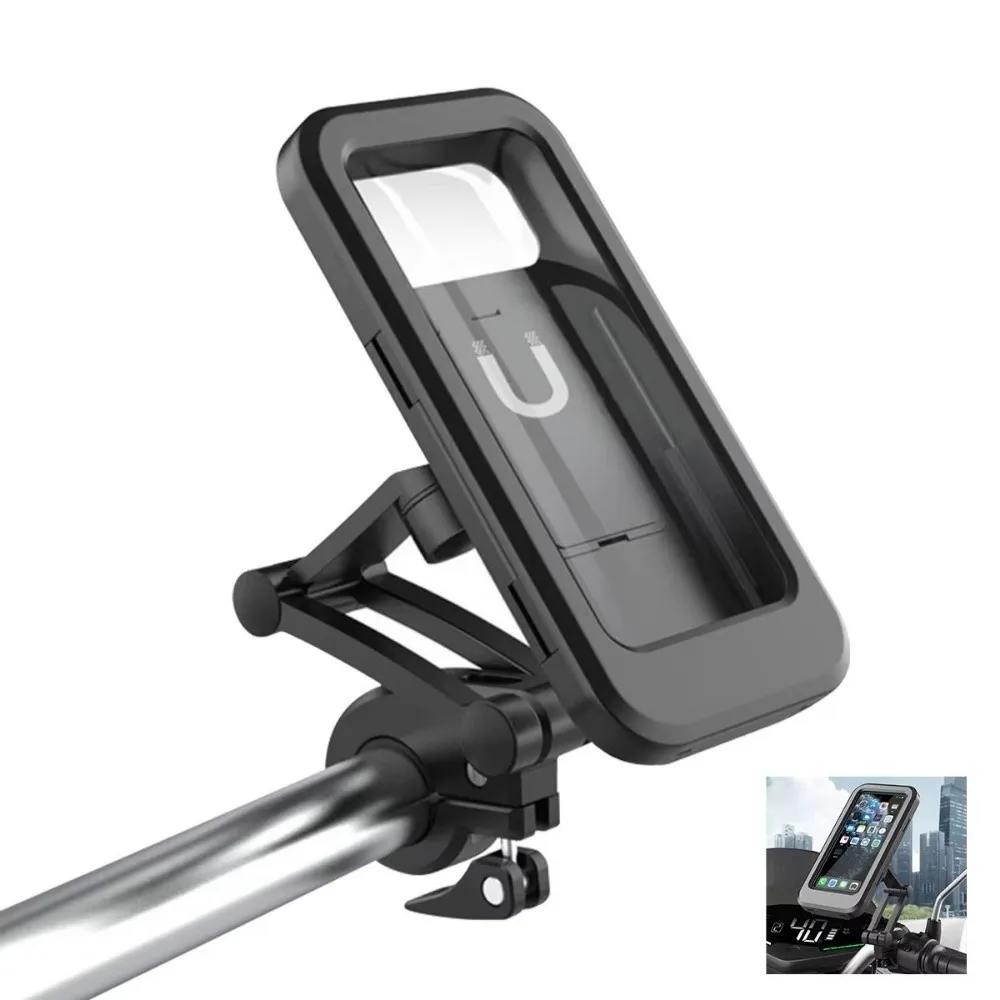 Waterproof Motorcycle Phone Holder 360° Swivel Adjustable Bicycle Phone Holder Navigation Support Magnetic Design