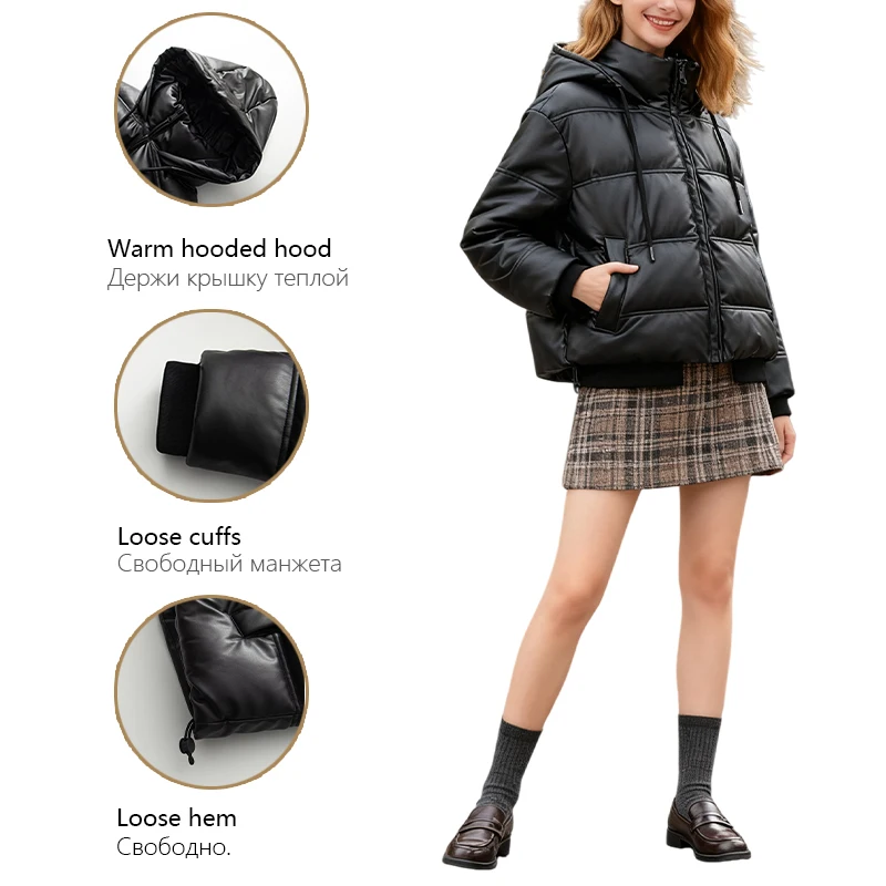 Dames herfst- en wintermode katoenen jas met capuchon en trekkoord in de taille Gewatteerde korte jas Warme en veelzijdige dameskleding