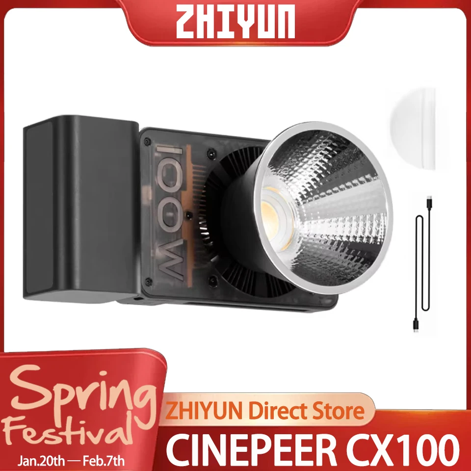 ZHIYUN CINEPEER CX100 100W 2700K-6500K Pocket Photography LED Studio Video Fill Light for Live Streaming Vlog Shooting